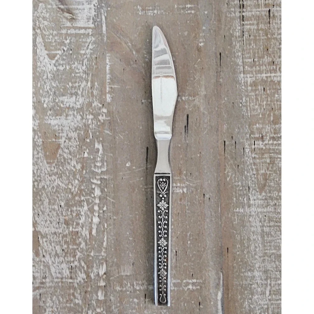Vintage Riviera Cordova Butter Knife Floral Japan Stainless Steel MCM Flatware